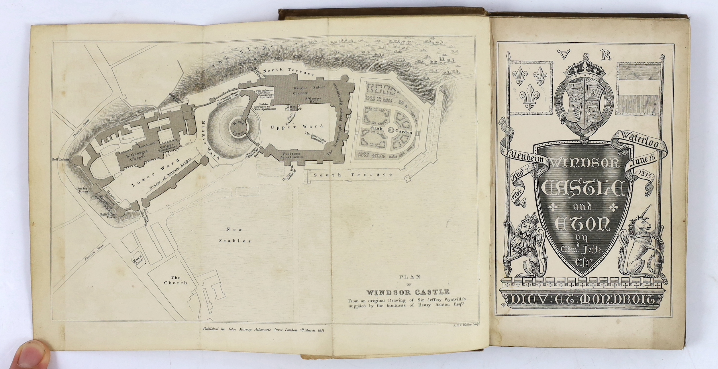 BERKS: The Visitant's Guide to Windsor Castle and its Vicinity. 3rd edition, (enlarged). frontis.; old half calf and marbled boards, sm.8vo. Windsor: published by Charles Andrews, 1827; The Windsor Guide, with a Brief Ac